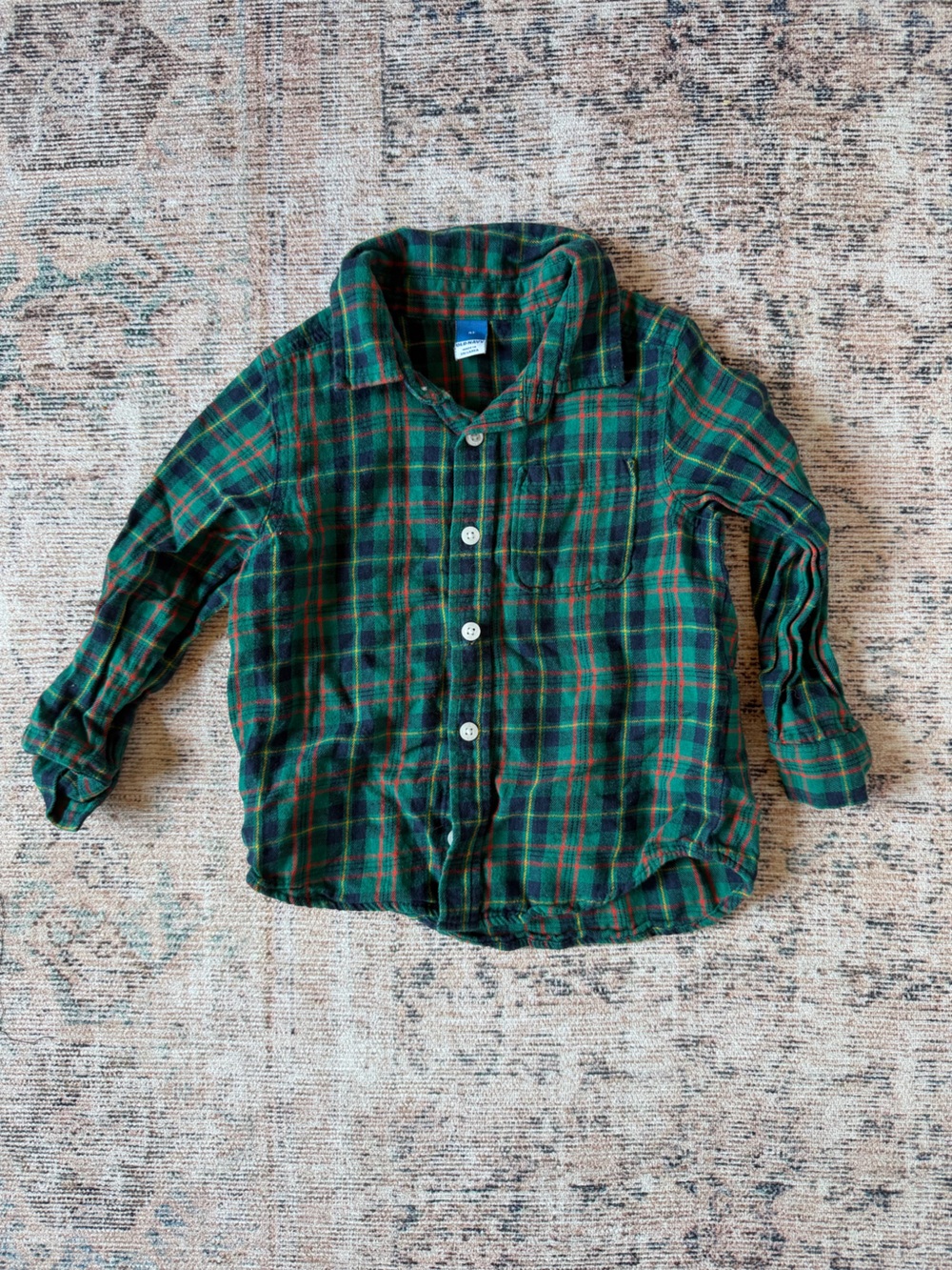 Old Navy Green Plaid Button-Down Shirt for Kids